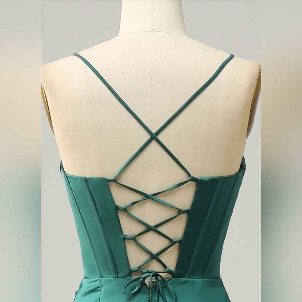 Betsy and Adam Long Sateen Corset Lace Up Back Dress - Picture 5 of 13